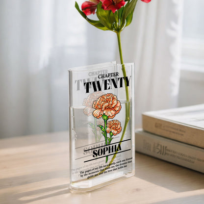 New Chapter Stain Glass Birth Month Flower - Personalized Acrylic Book Vase