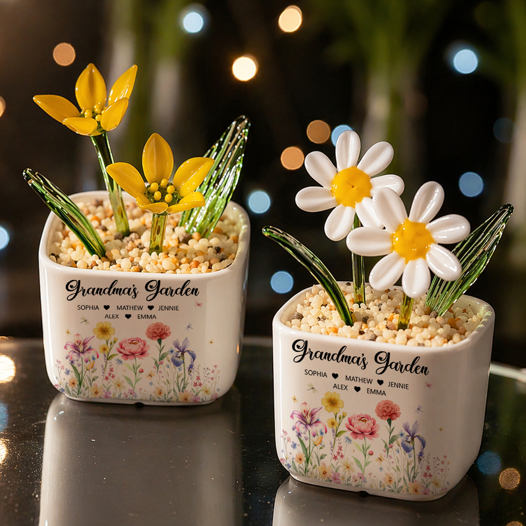 Grandma's Garden Floral - Personalized Custom Glass Everlasting Flowers