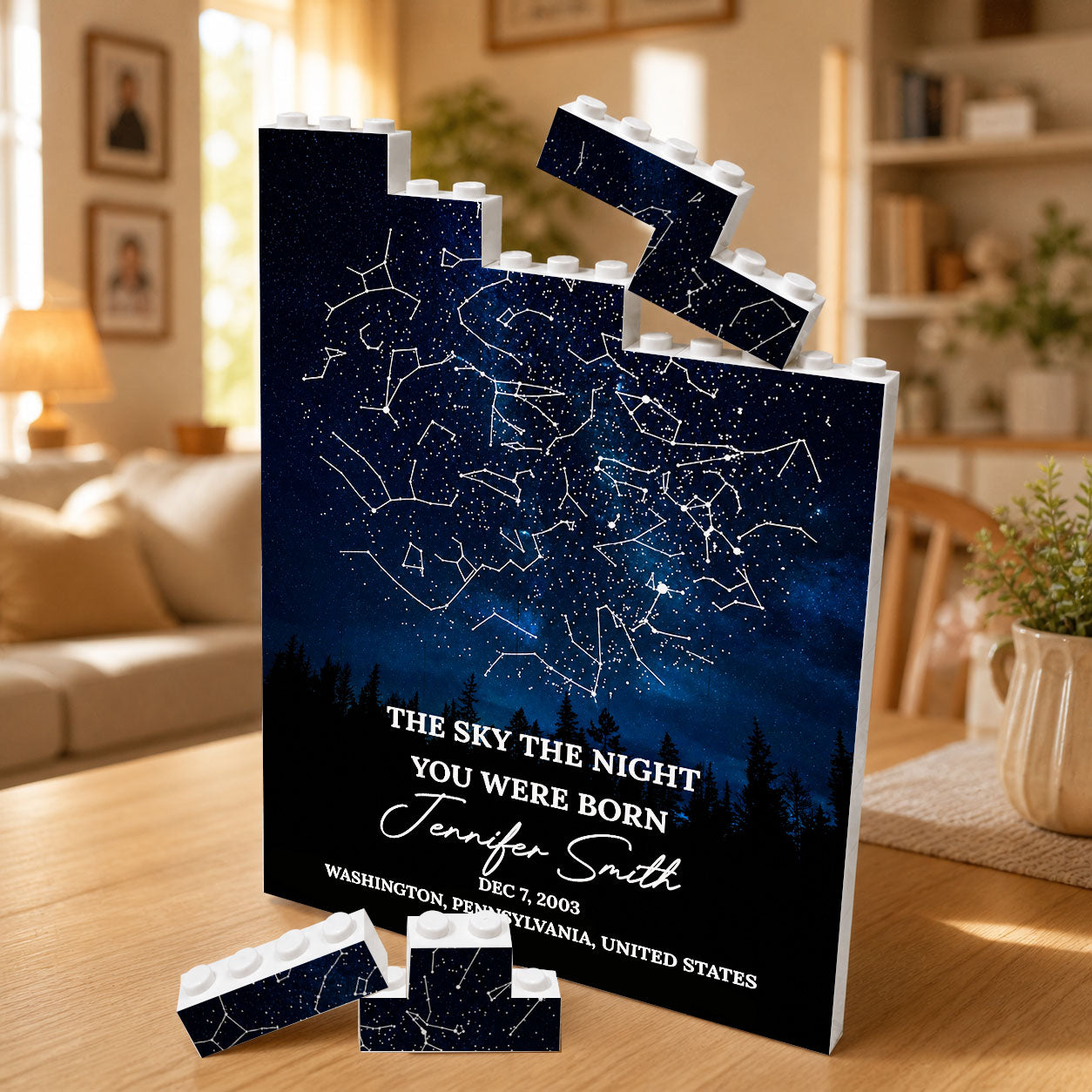 The Stars on the Night You Were Born Custom Star Map Building Block - Valentine Gift for Couple - Anniversary Gift