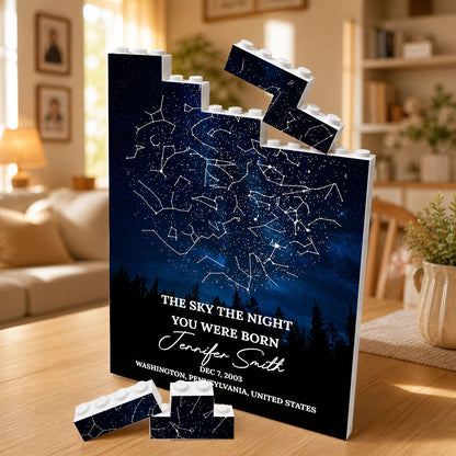 The Stars on the Night You Were Born Custom Star Map Building Block - Valentine Gift for Couple - Anniversary Gift