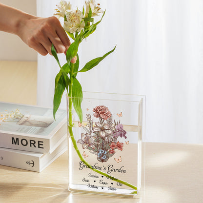 Grandma's Garden Family Birth Flower - Personalized Acrylic Book Vase
