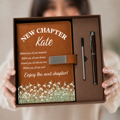 New Chapter Self-Love Journal - Personalized Leather Notebook Set