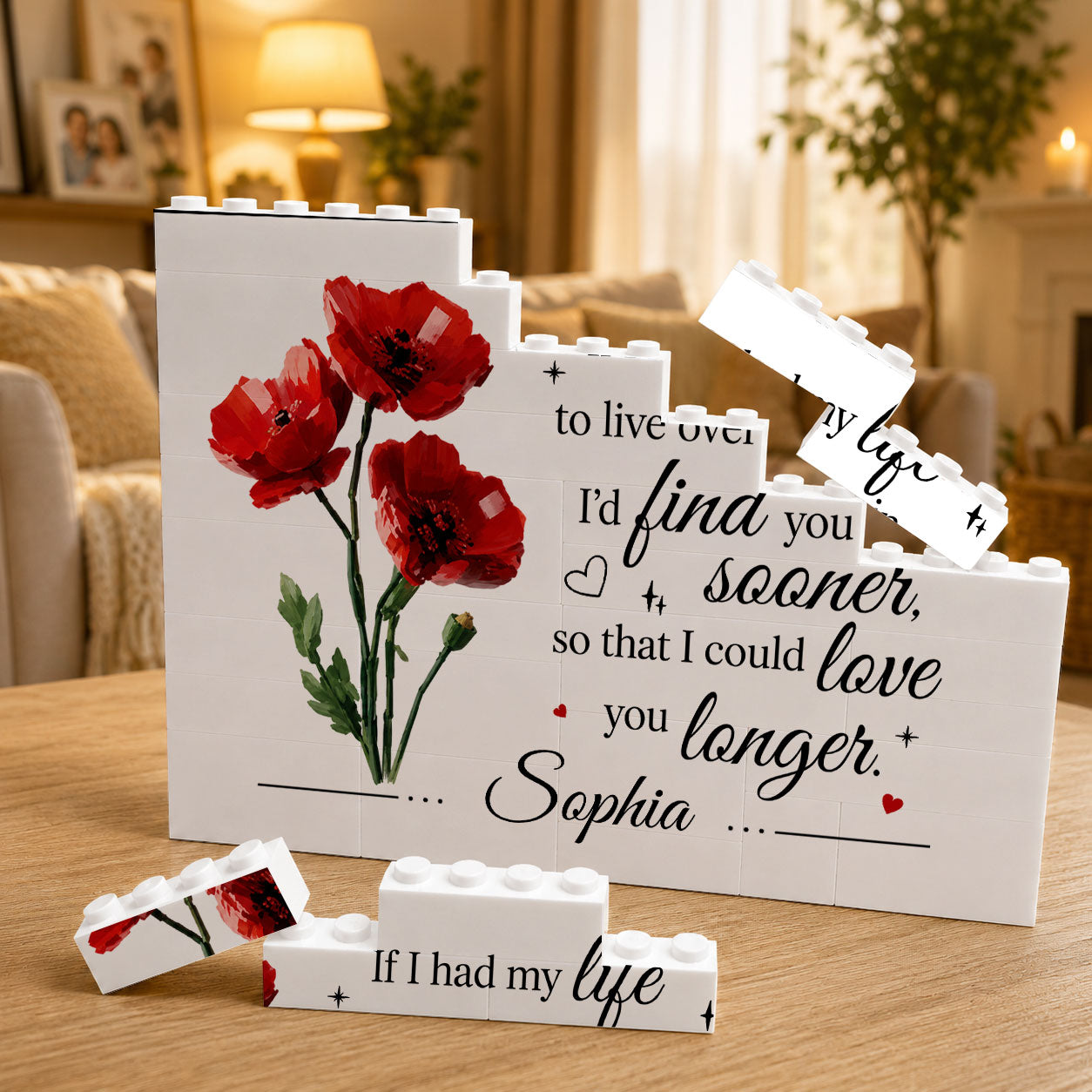 Personalized Birth Flower Initial, Gift for Mom Mothers Day, Custom Birth Month Brick Flowers Birthday Gift