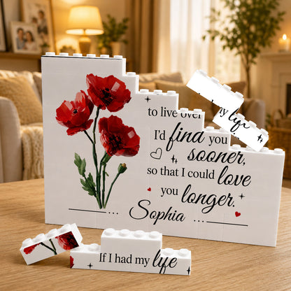 Personalized Birth Flower Initial, Gift for Mom Mothers Day, Custom Birth Month Brick Flowers Birthday Gift