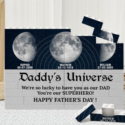 Daddy's Universe Moon Phases Father's Day Gift - Personalized Building Blocks