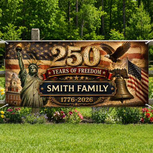250 Years Decor 1776–2026 Patriotic Banner - Personalized Semiquincentennial Banner