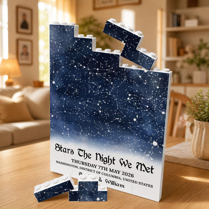 Stars The Night We Met, Unique Night Sky Map By Date & Location - Custom Building Blocks