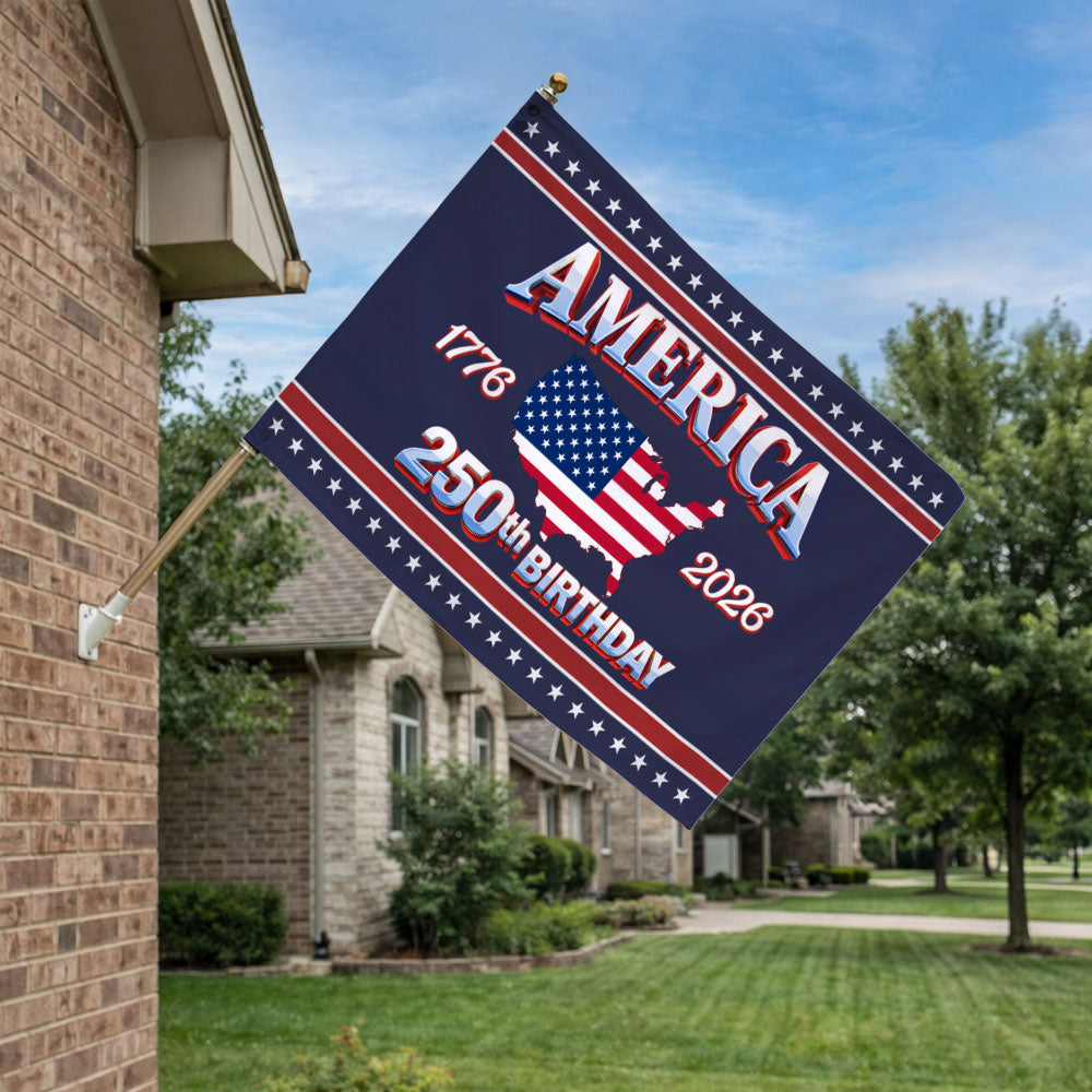 America 250 Birthday American Flag - Semiquincentennial Eagle Flag - Personalized House Flag