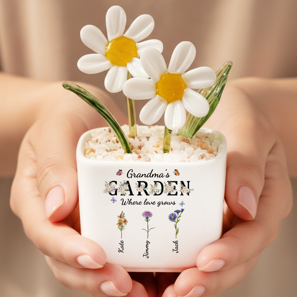 Grandmas Garden Flowers - Personalized Custom Glass Everlasting Flowers