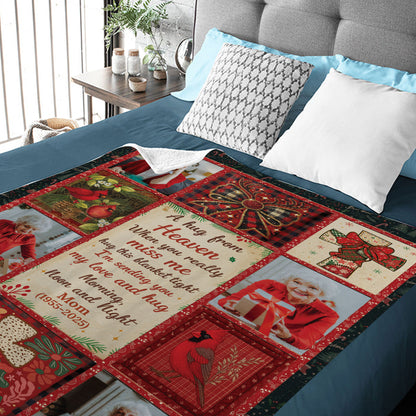 A Hug From Heaven Christmas Cross - Memorial Personalized Custom Blanket