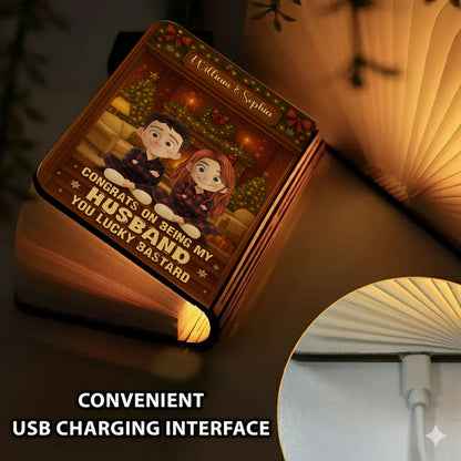 Congrats My Husband - Personalized Book Lamp