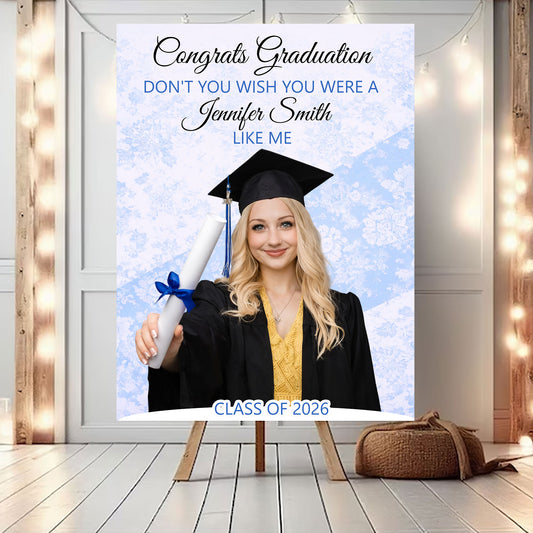 Congrats Graduation Floral - Personalized Graduation Welcome Sign - Custom Photo Welcome Sign