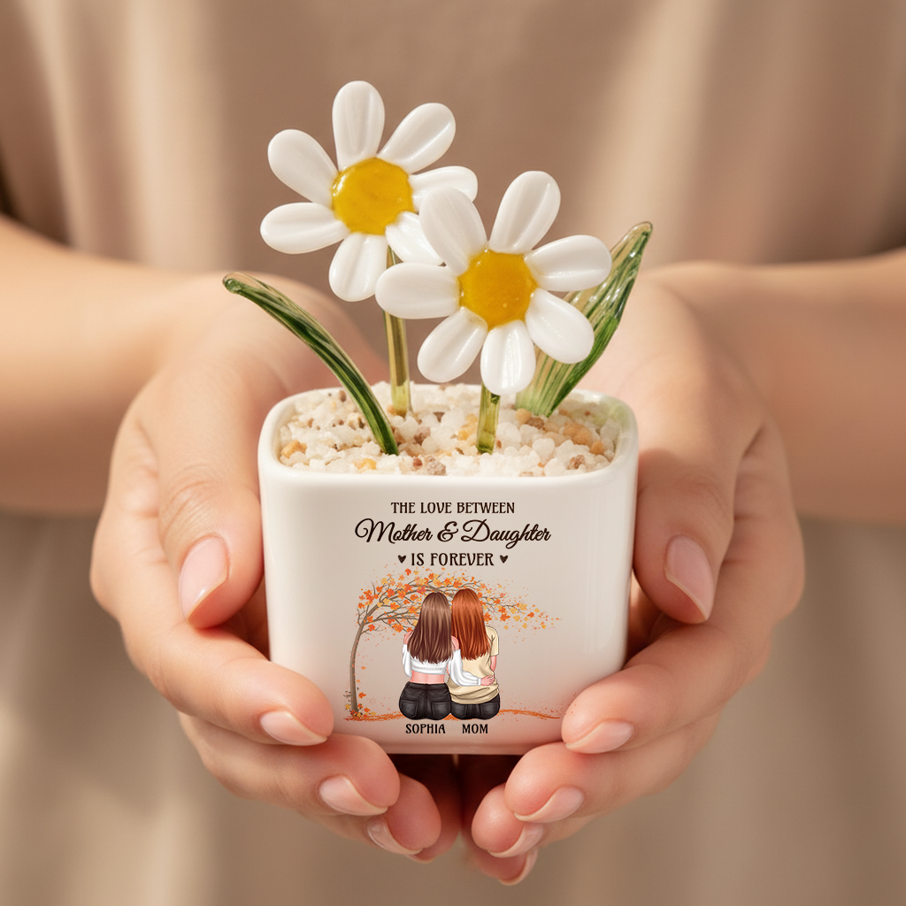 The Love Between Mother & Daughters Is Forever - Personalized Custom Glass Everlasting Flowers