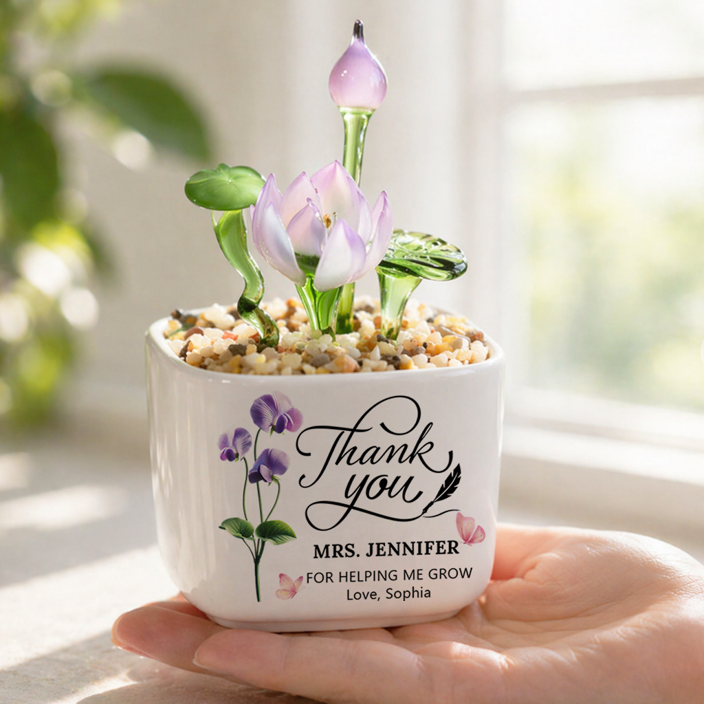 Thank You Teacher - Personalized Custom Glass Everlasting Flowers