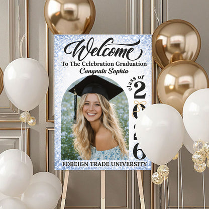 Class Of 2026 Elegant - Personalized Graduation Welcome Sign - Custom Photo Welcome Sign