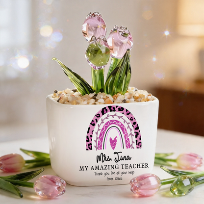 Amazing Teacher - Personalized Custom Glass Everlasting Flowers
