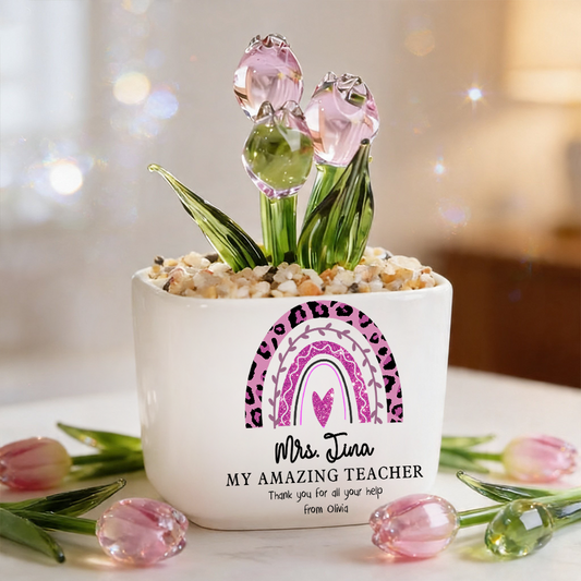 Amazing Teacher - Personalized Custom Glass Everlasting Flowers