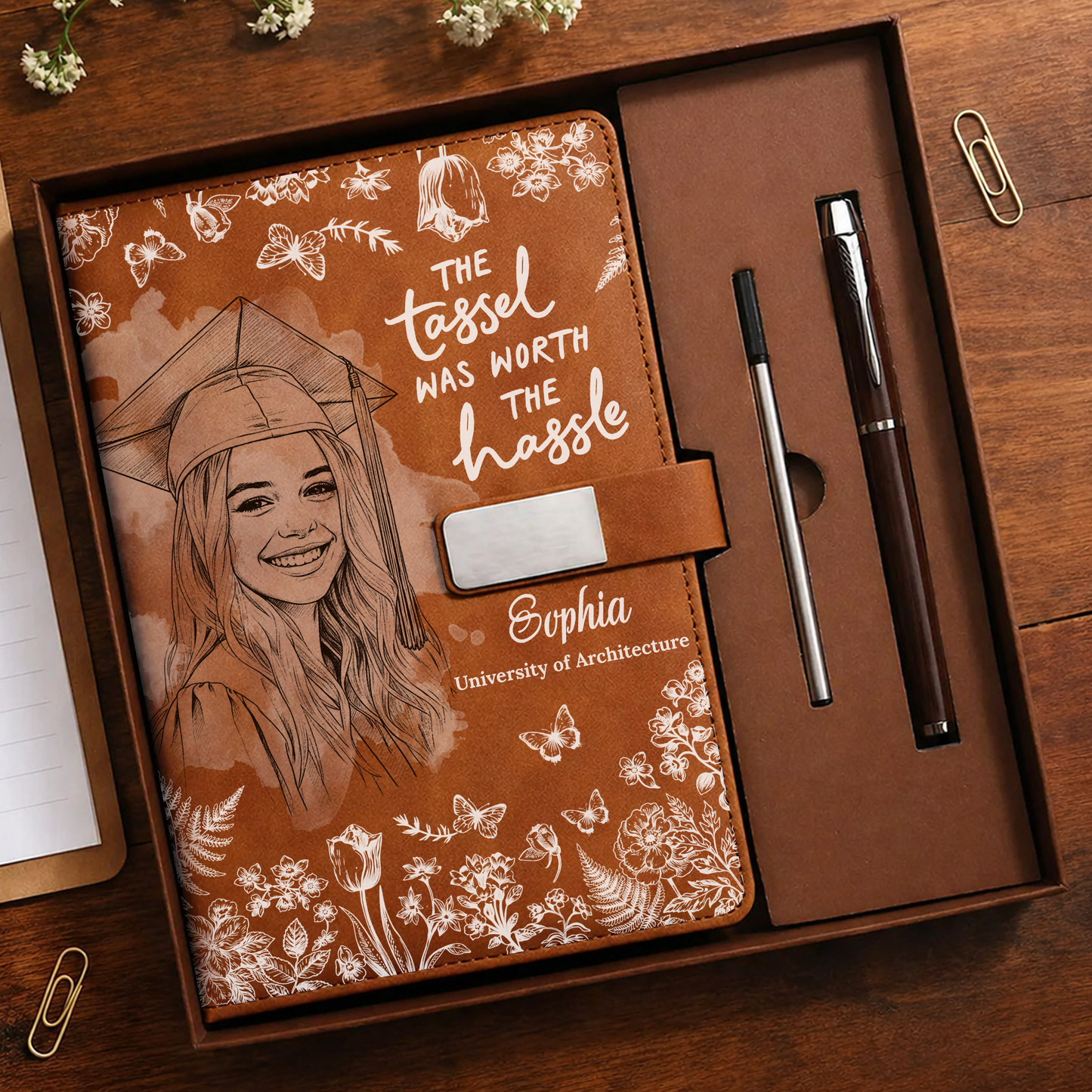Tassel Worth The Hassle - Personalized Leather Notebook Set