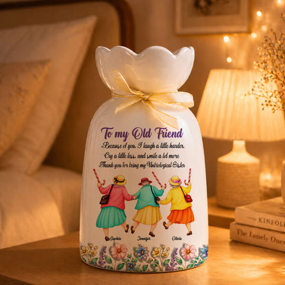 Cry A Little Less And Smile More - Personalized Custom Ribbon Tie Flower Vase