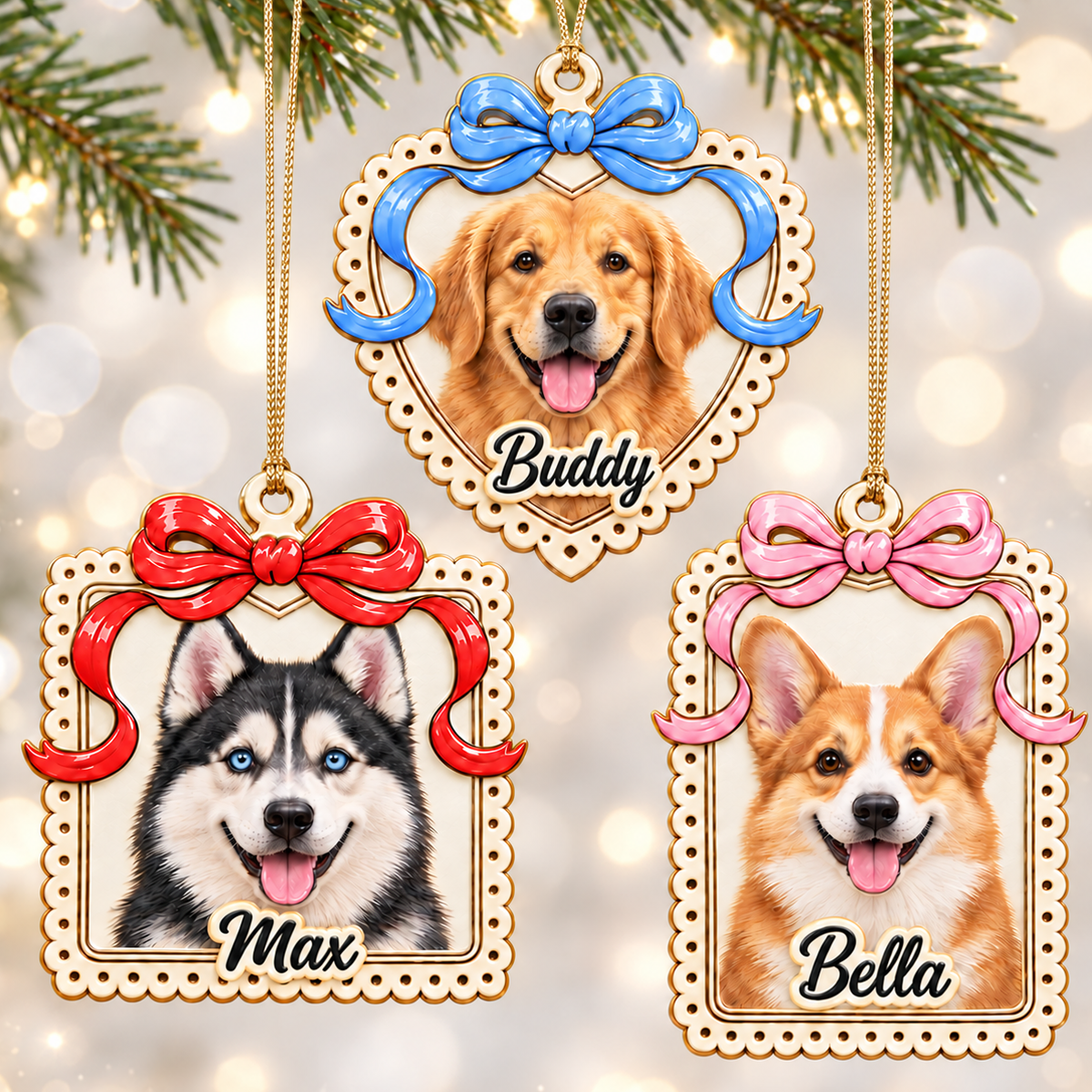 Custom Pet Photo Heart Gifts for Pet Lovers - Real 3D Relief Ornament