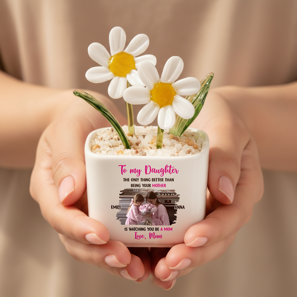 Watching Daughter Be A Mom - Personalized Custom Glass Everlasting Flowers
