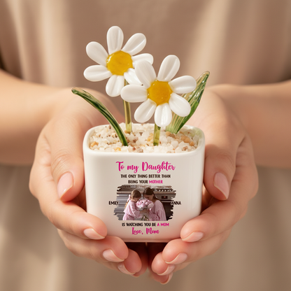 Watching Daughter Be A Mom - Personalized Custom Glass Everlasting Flowers