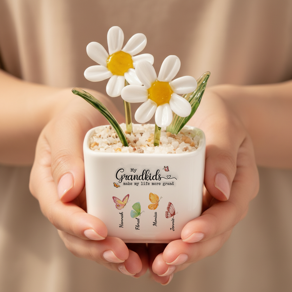 Grandma Heart Flowers - Personalized Custom Glass Everlasting Flowers