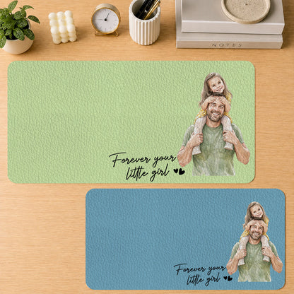 My Little Family Custom Photo - Personalized Leather Desk Mat