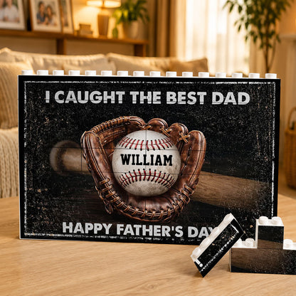 I Caught The Best Dad Custom Photo Building Blocks for Dad - Father's Day Gifts