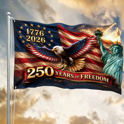 Eagle 250 Years Of Freedom Flag - Semiquincentennial Eagle Flag - Personalized House Flag
