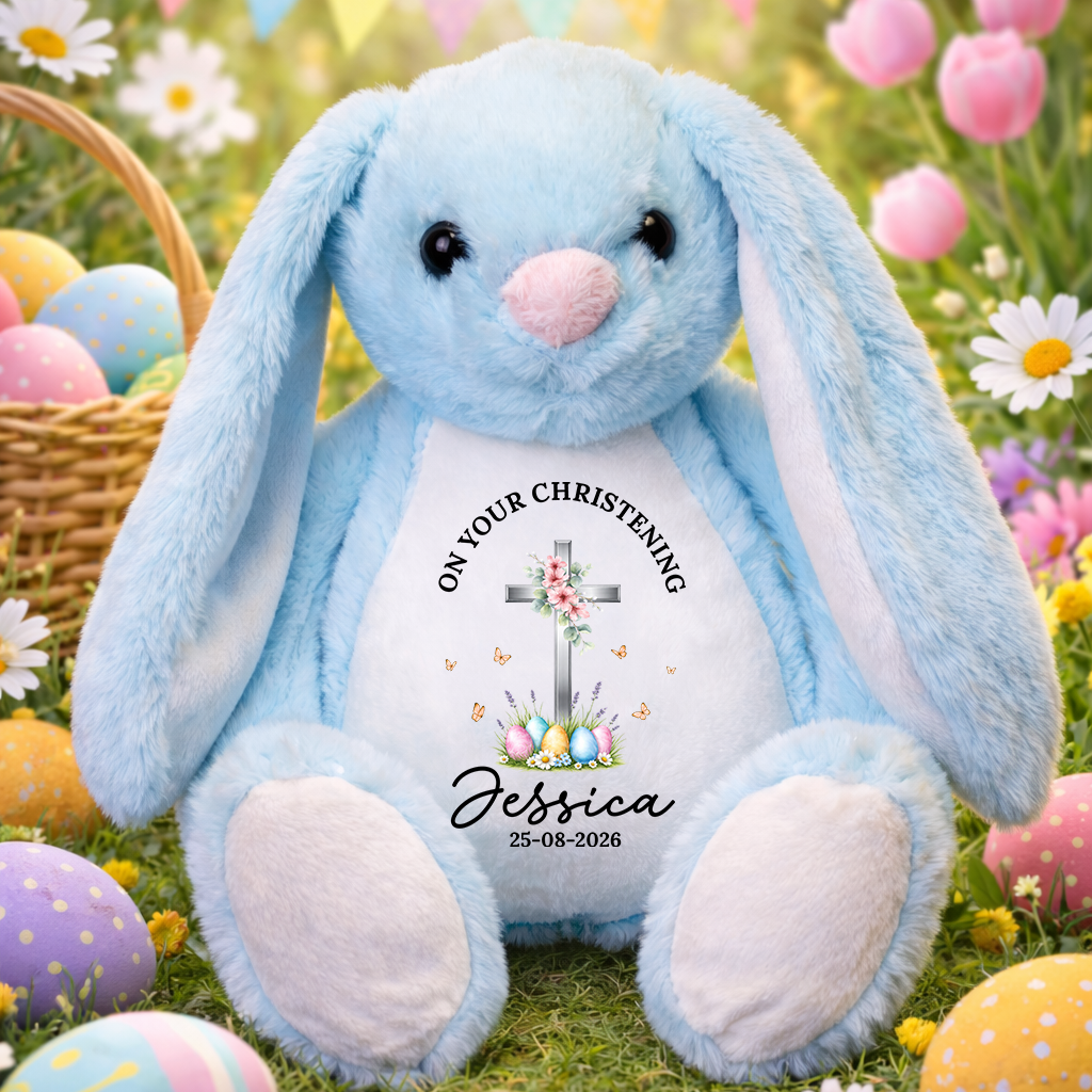 On Your Baptism Day Christening New Baby - Personalized Custom Bunny Plush