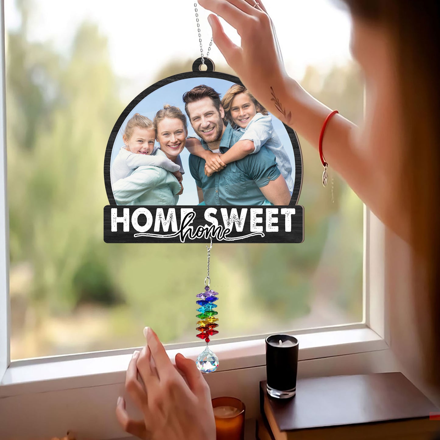 Home Sweet Home  - Ornament Hanging Piece With Crystal Charm