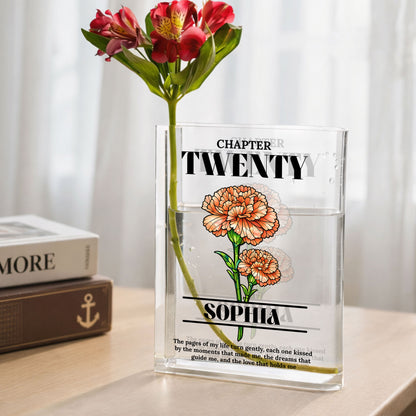 New Chapter Stain Glass Birth Month Flower - Personalized Acrylic Book Vase