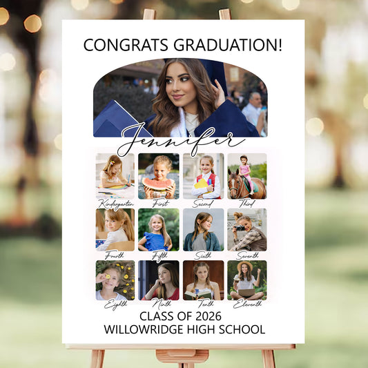 K-12 Graduation Photo Collage - Personalized Graduation Welcome Sign - Custom Photo Welcome Sign
