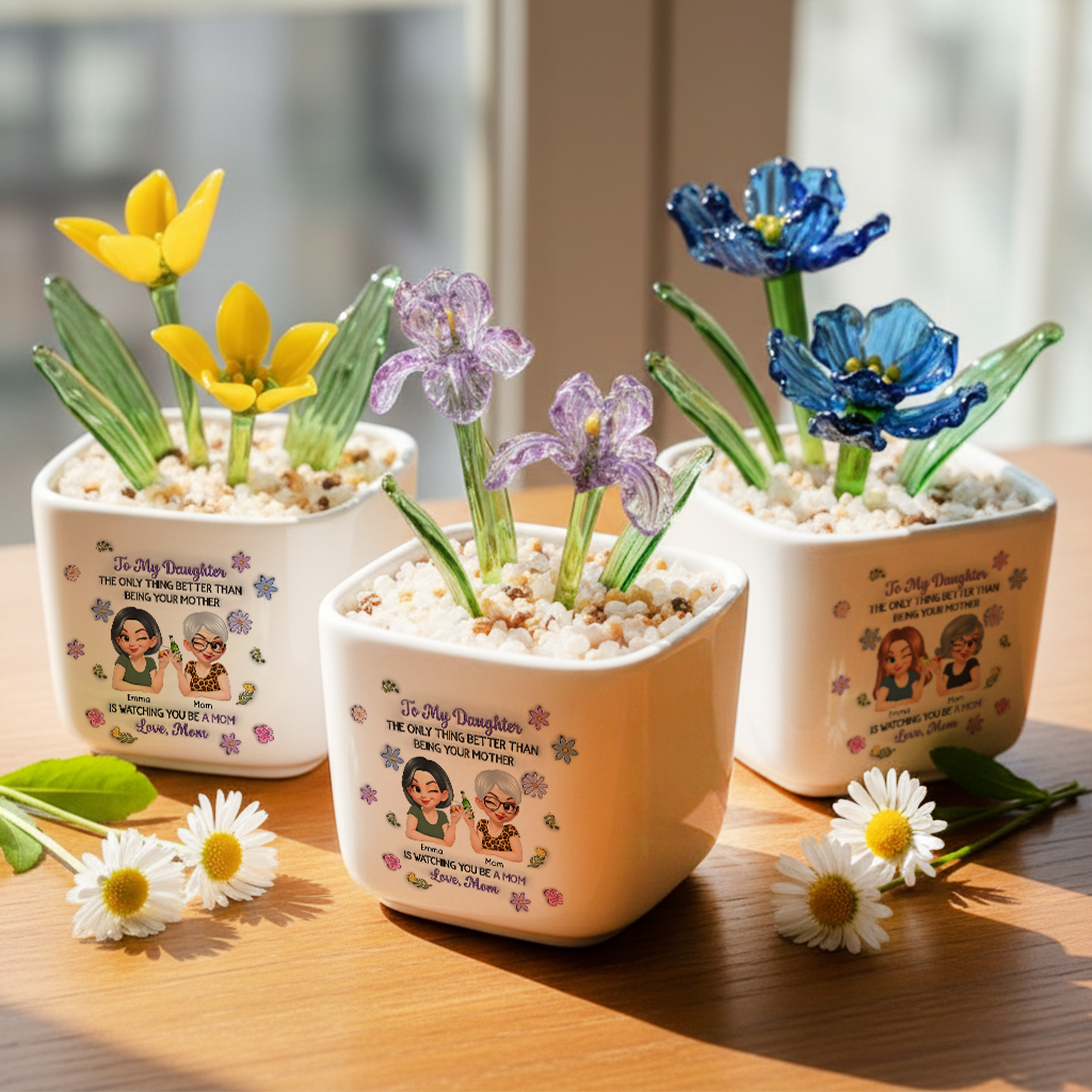 Linked Together Cartoon - Personalized Custom Glass Everlasting Flowers