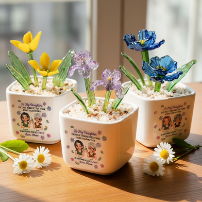 Linked Together Cartoon - Personalized Custom Glass Everlasting Flowers