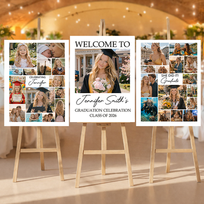 Graduation Combo 3 - Personalized Graduation Welcome Sign - Custom Photo Welcome Sign