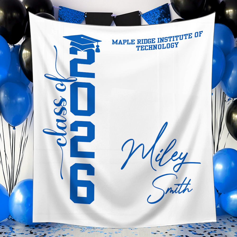Classic Grad Party Style Graduation Decor - Personalized Congrats Graduation Backdrop