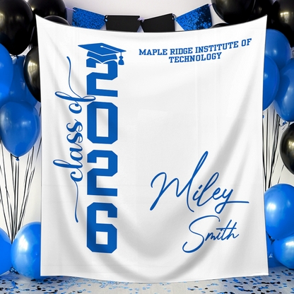Classic Grad Party Style Graduation Decor - Personalized Congrats Graduation Backdrop