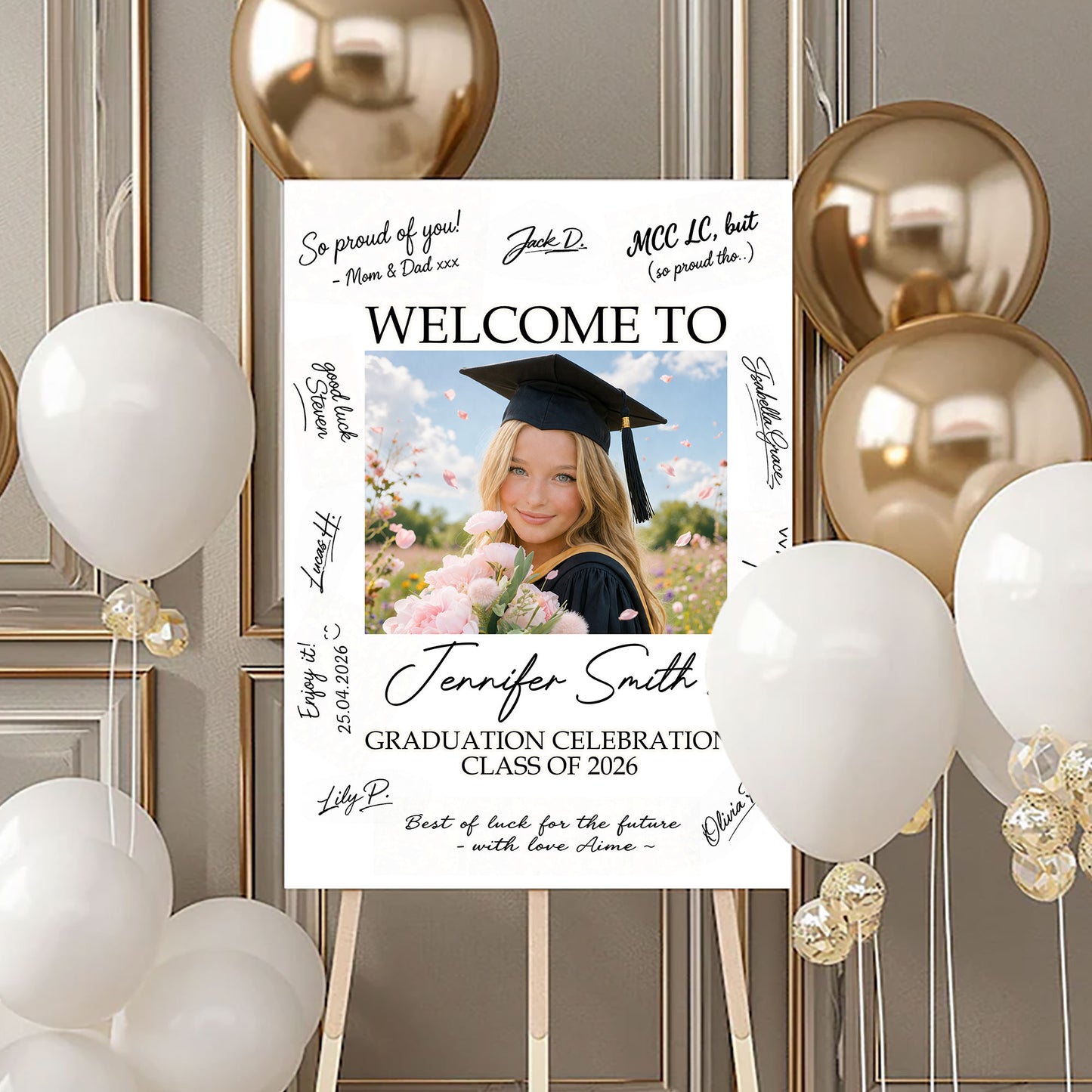 Congrats Graduation Signature - Personalized Graduation Welcome Sign - Custom Photo Welcome Sign