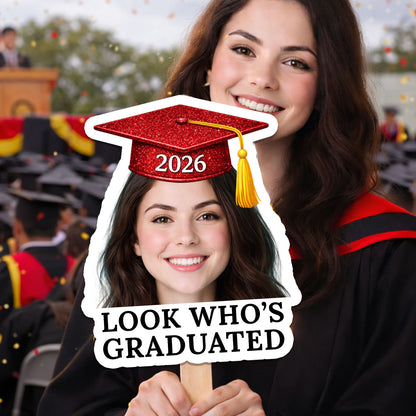 Look Who's Graduate Face Fans With Wooden Handle - Fans Faces Class Of 2026