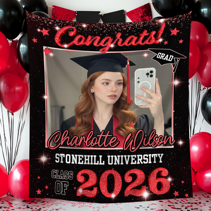 Class Of 2026 Glitter Style Graduation Decor - Personalized Congrats Graduation Backdrop