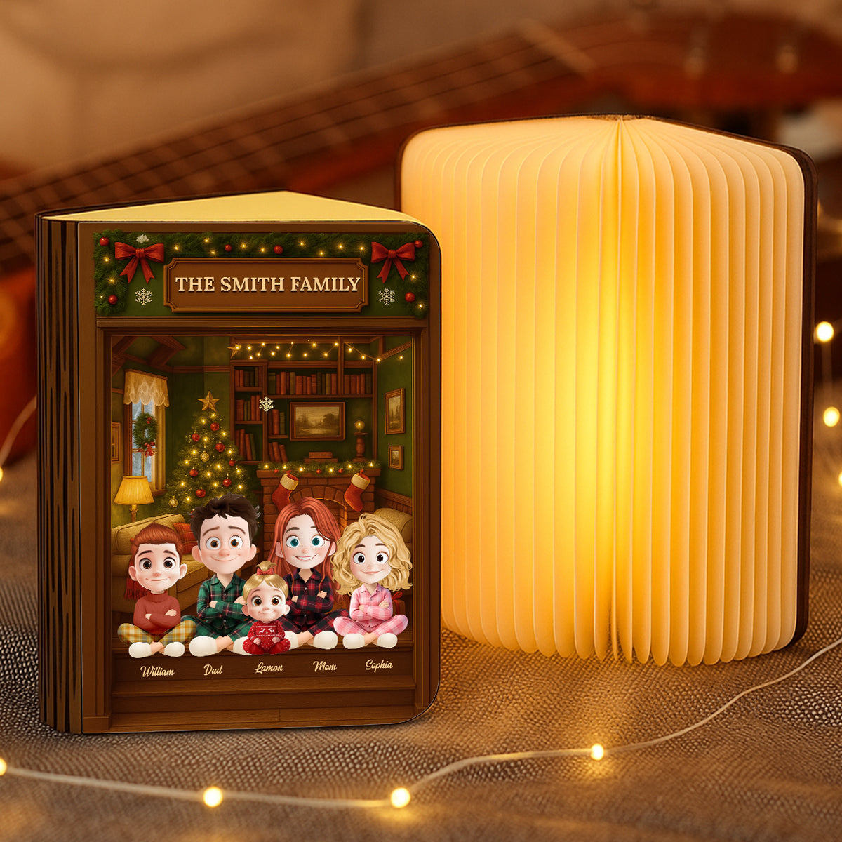 Our Family - Personalized Book Lamp - Christmas Gifts