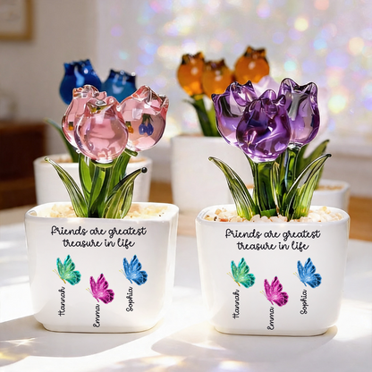 Friends Forever - Personalized Custom Glass Everlasting Flowers