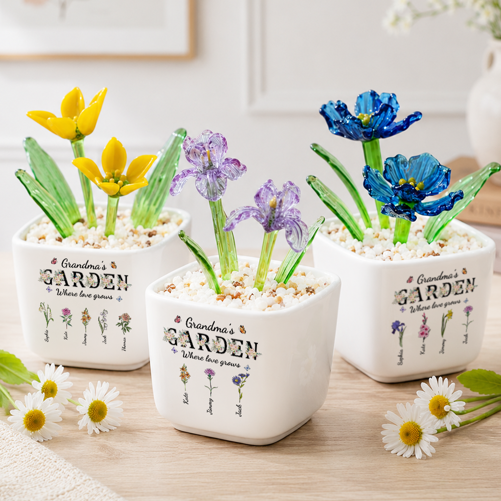 Grandmas Garden Flowers - Personalized Custom Glass Everlasting Flowers