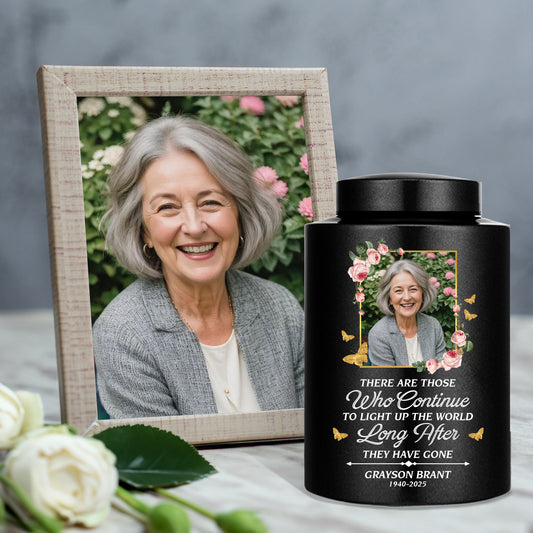 Light Up The World Flowers -  Keepsake Wings Urn for Ashes - Stainless Steel Urn