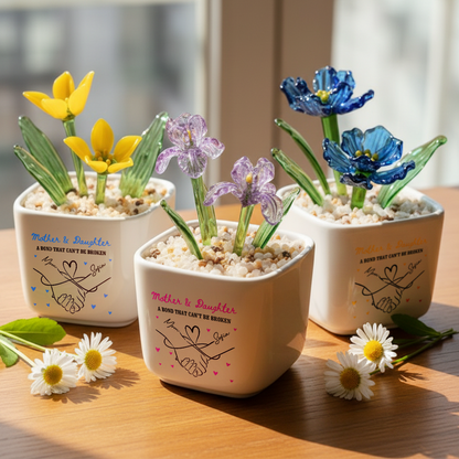 Mother And Daughter Relationship - Personalized Custom Glass Everlasting Flowers