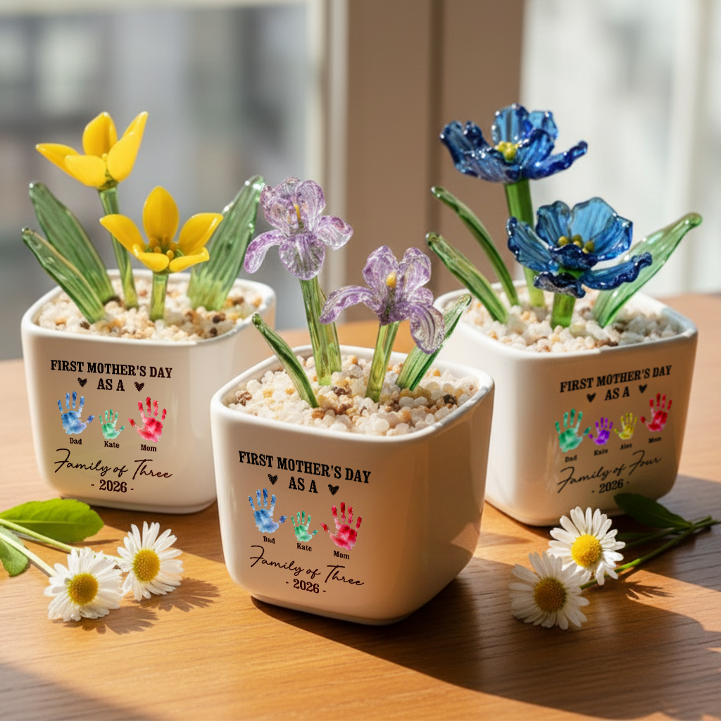 First Mother Day - Personalized Custom Glass Everlasting Flowers