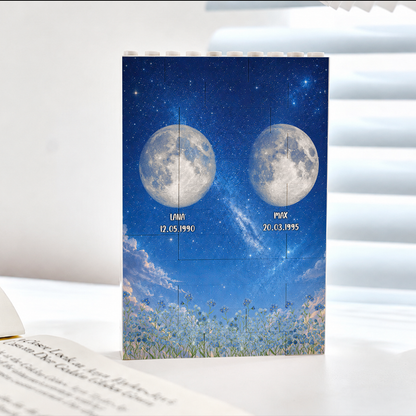 Personalized Moon Phase Building Block - Personalized Rectangle Building Brick