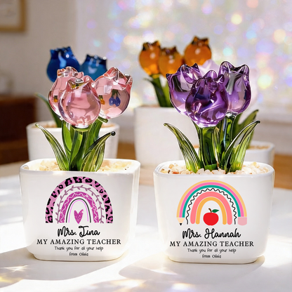 Amazing Teacher - Personalized Custom Glass Everlasting Flowers